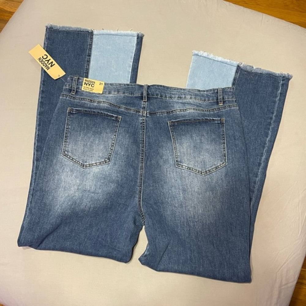 NWT Madden NYC patchwork denim flare jeans size 21